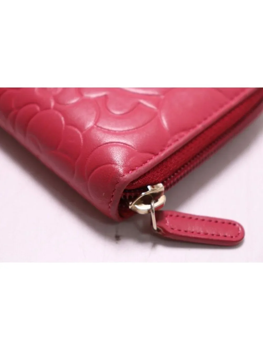 Chanel Camellia Lambskin Zip Around Wallet
